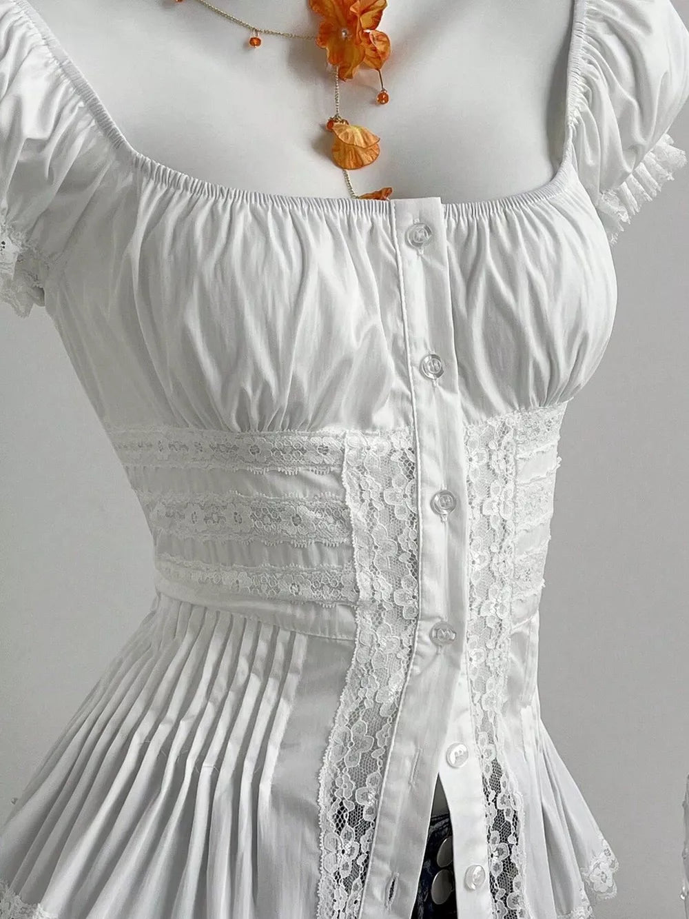 Lace Button Up Short Sleeve Shirt in this colorway