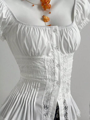 Lace Button Up Short Sleeve Shirt in this colorway