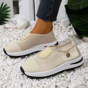 Breathable Mesh Slip-ons in Light Brown with mesh upper