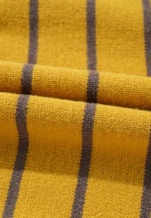Yellow Daisy Stripe Intarsia Knit Sweater