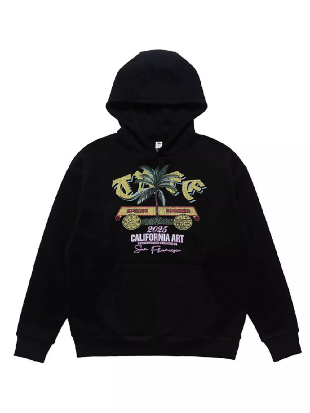 Black Men's Graphic Kangaroo Pocket Hoodie
