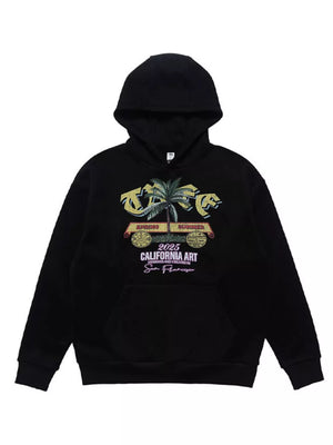 Black Men's Graphic Kangaroo Pocket Hoodie