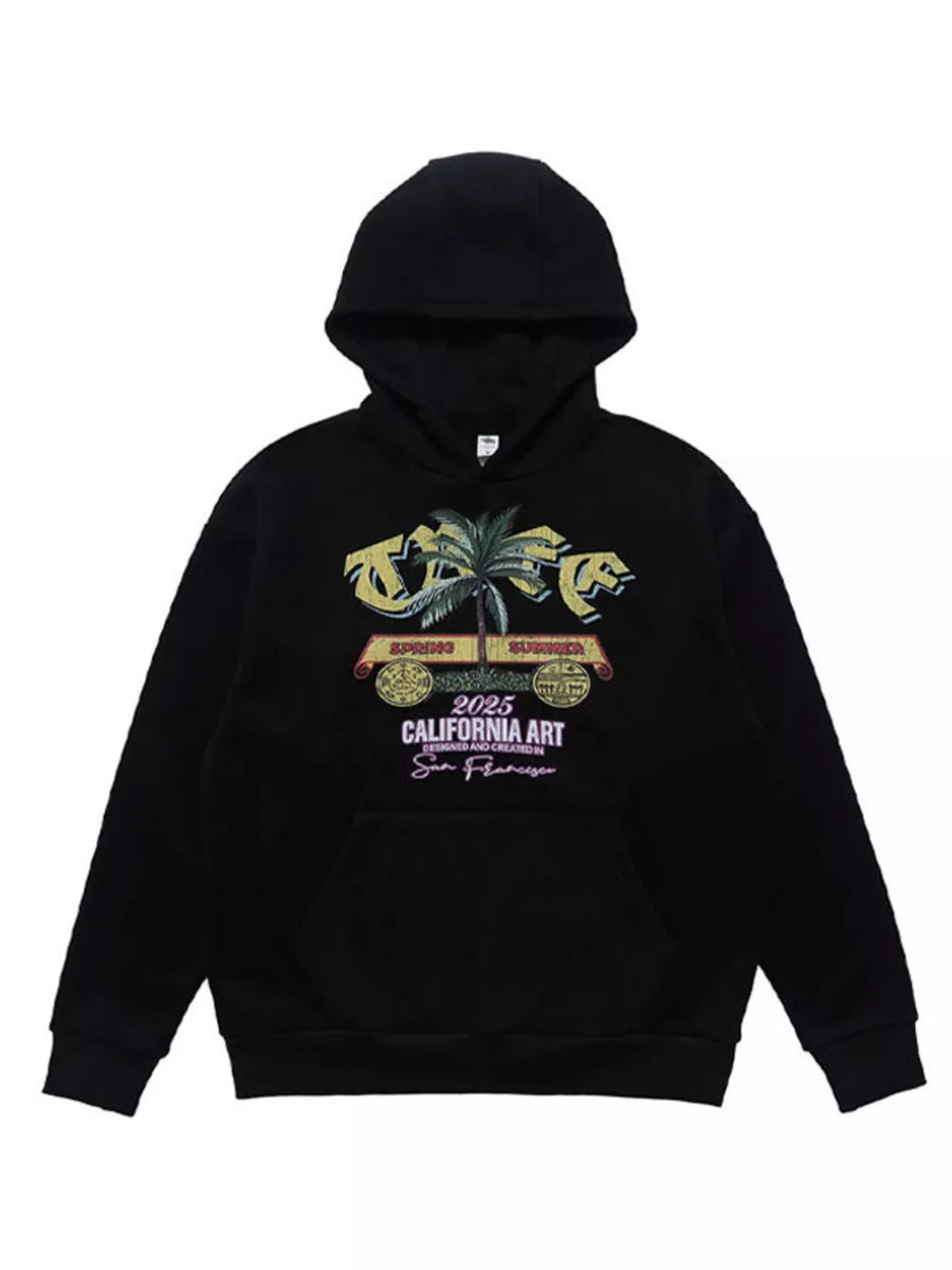 Black Men's Graphic Kangaroo Pocket Hoodie
