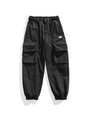 Khaki Men's Full Size Multiple Pockets Sweatpants Set
