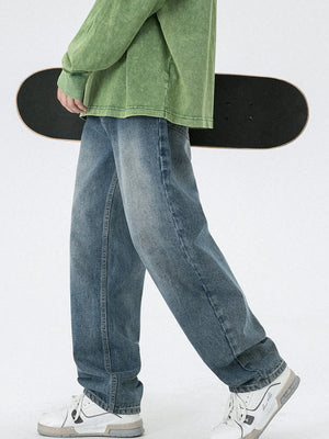 Black Men S Vintage Wash Relaxed Fit Jeans