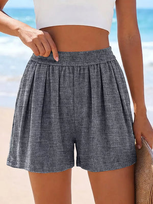 Black High-waisted Ribbed Shorts