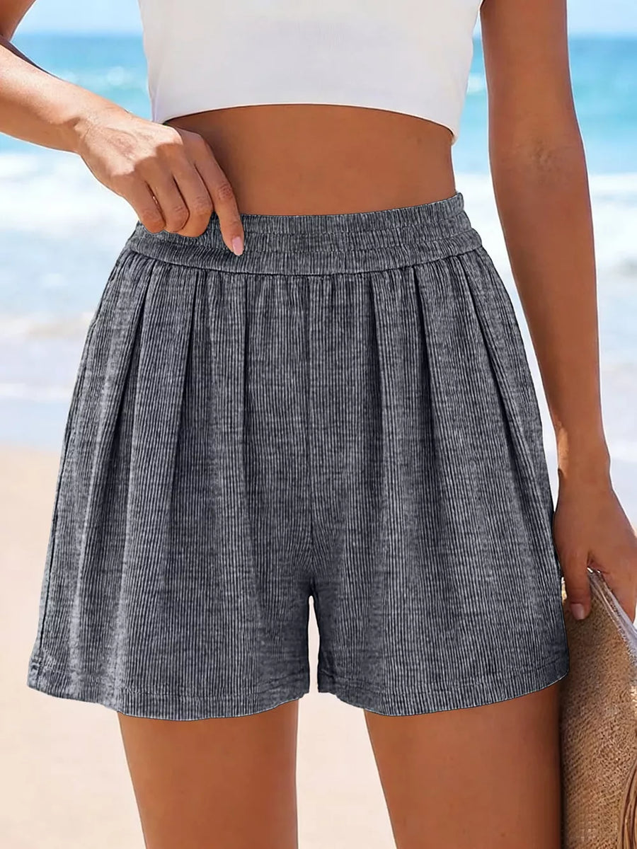 Black High-waisted Ribbed Shorts