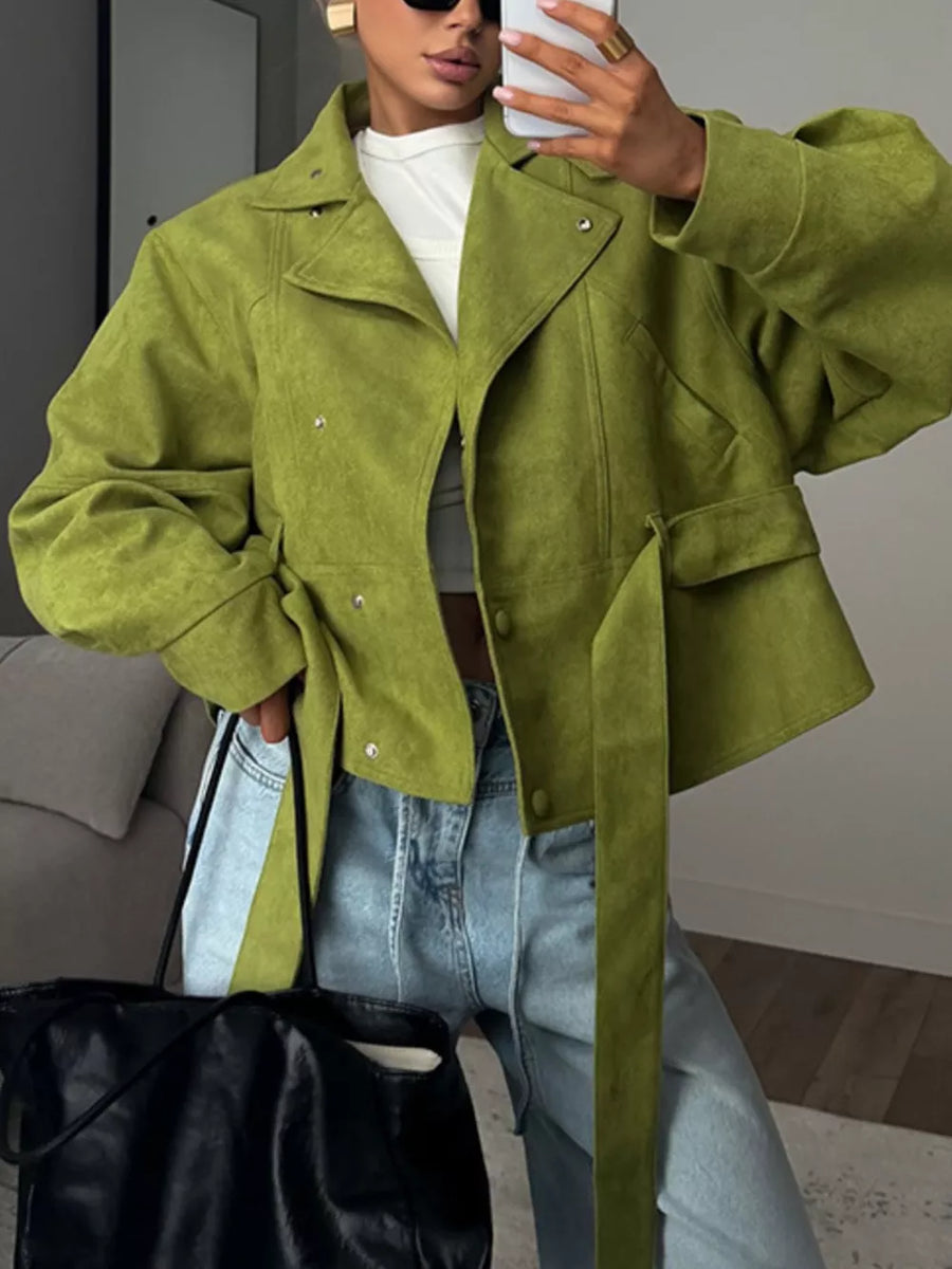 100% polyester Care instructions: Machine wash cold jacket in Matcha Green with boxy silhouette
