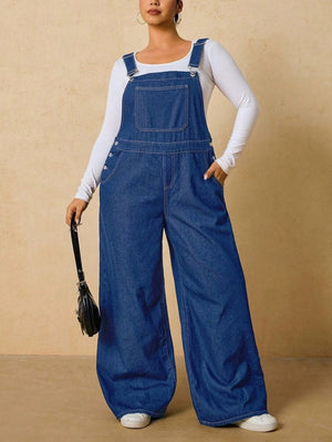 overalls in Navy with adjustable straps and full-length