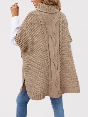 100% polyester Care instructions: Machine wash cold turtleneck sweater in Khaki with oversized silhouette