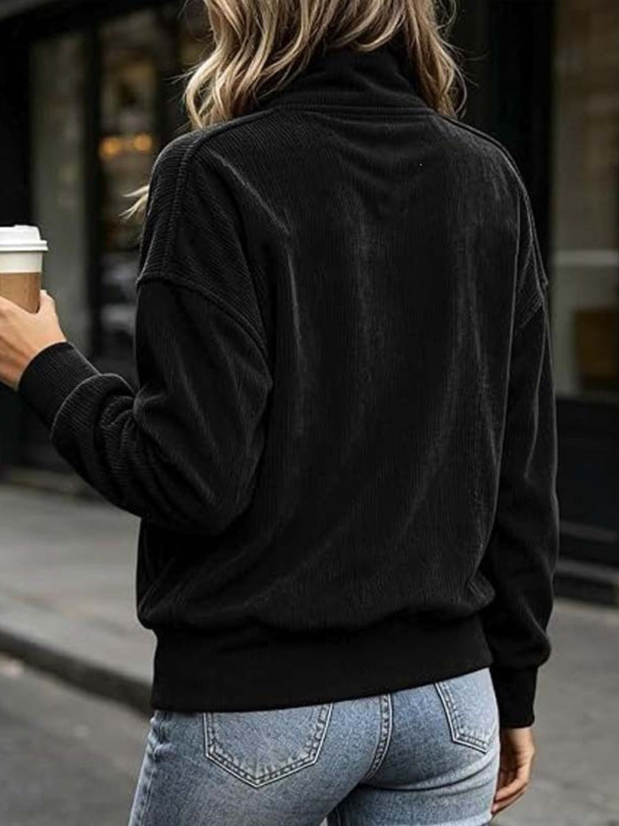 Army Green sweatshirt with hip-length and snap