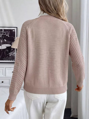 classic mock neck sweater in Pink with mock neck