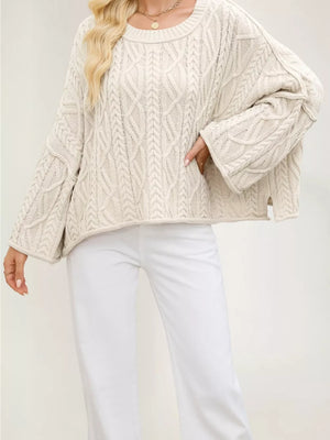 Khaki pullover sweater with cropped and pullover