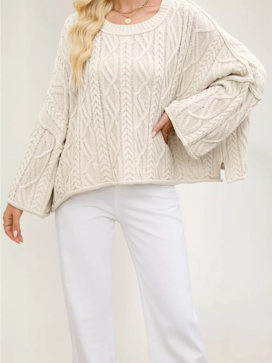 Khaki pullover sweater with cropped and pullover