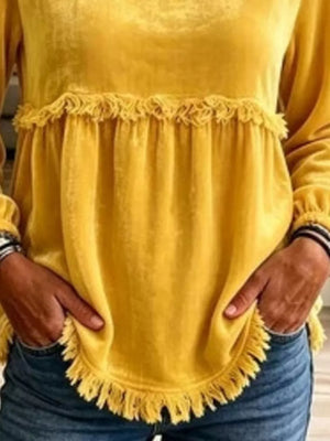 bohemian blouse in Red with round neck