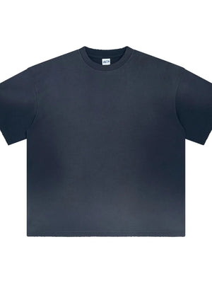 Oversized washed cotton crewneck tee in Navy with a relaxed fit and short sleeves.
