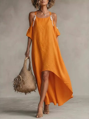 High-low Cold Shoulder Maxi Dress in White