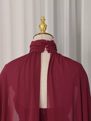 Ruched Halter Neck Cape Maxi Dress option 7