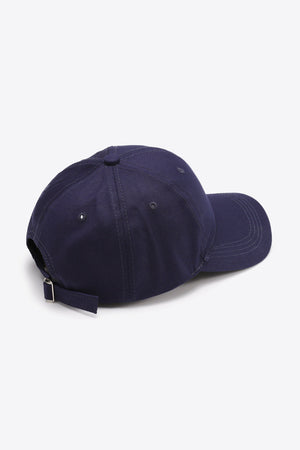 Navy cotton twill baseball cap with adjustable strap