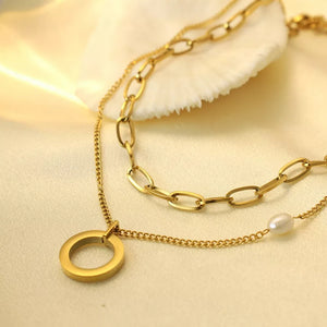 gold necklace with standard length and clasp