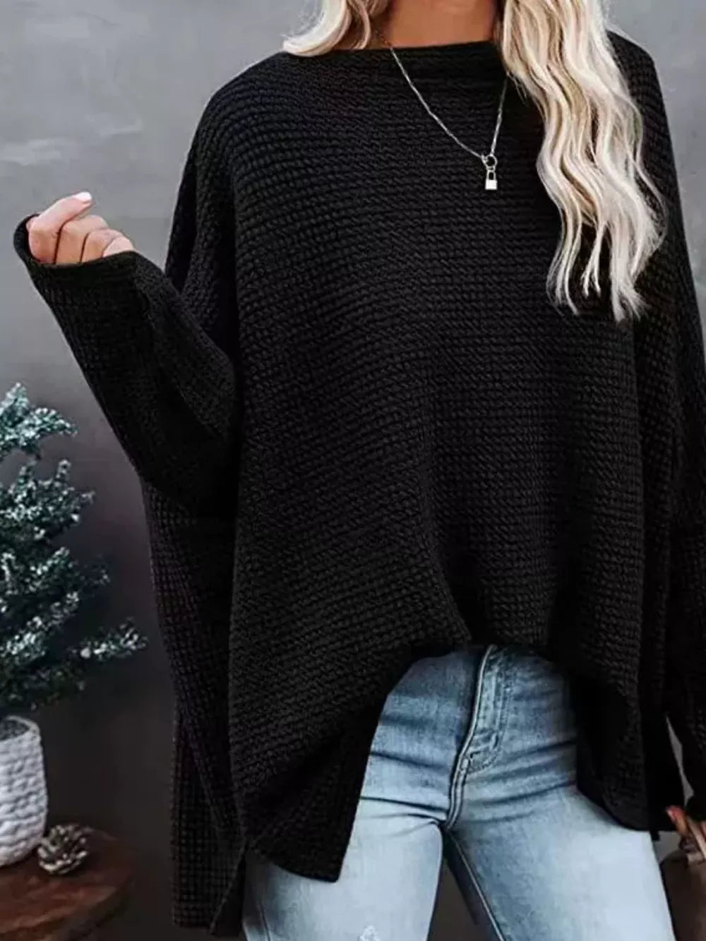 modern pullover sweater in Burgundy with boat neck