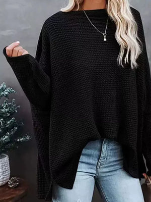 modern pullover sweater in Burgundy with boat neck