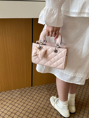 Blush Pink crossbody bag with snap and quilted