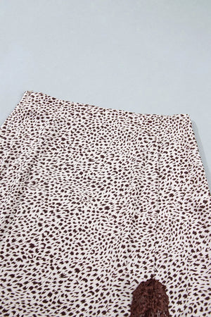 maxi skirt in Mocha with leopard-print and lace detail