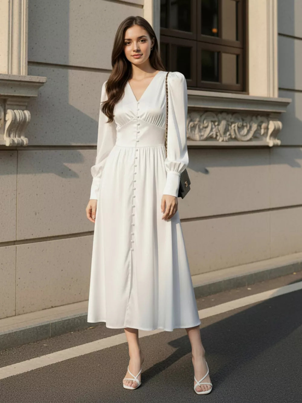 95% polyester, 5% spandex Care instructions: Machine wash cold midi dress in Wine Red with A-line silhouette