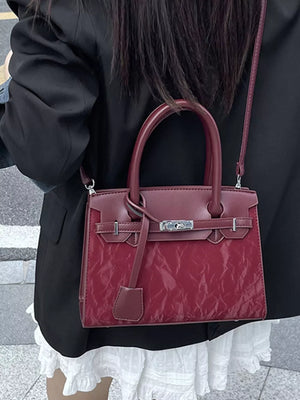Textured Leather Top-handle Handbag option 8
