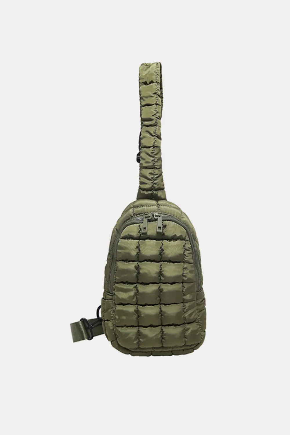 Padded sling bag in Army Green with top handle and adjustable strap