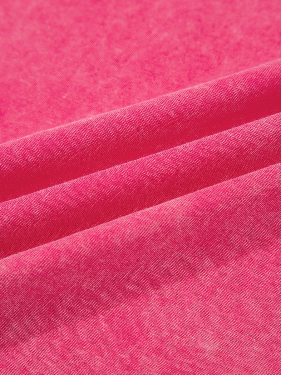 Textured cotton V-neck tank top in bright pink with a washed effect.