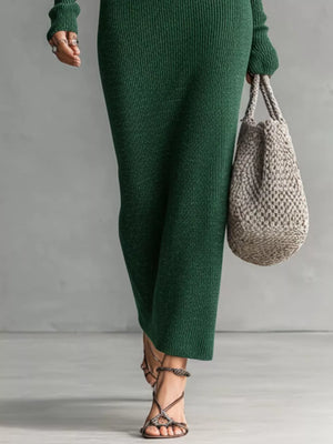 Black with Hooded Knit Maxi Sweater Dress