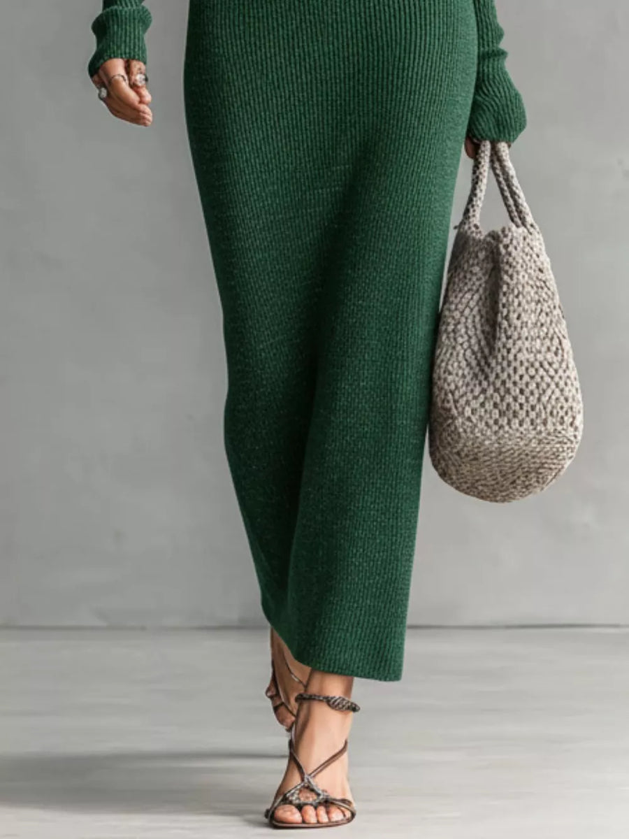 Black with Hooded Knit Maxi Sweater Dress