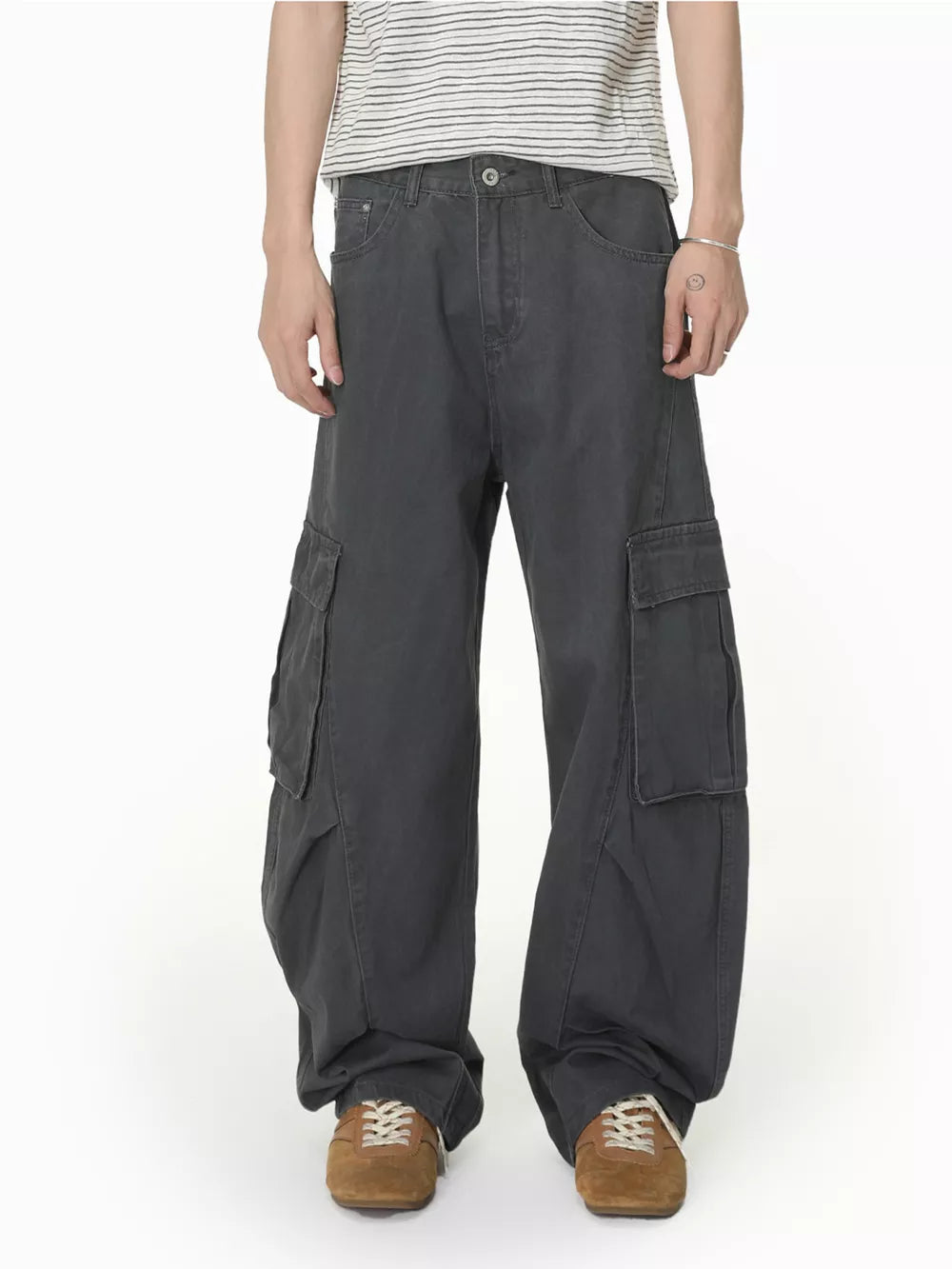 100% Cotton Care instructions: Machine wash cold jeans in Military Green with loose silhouette