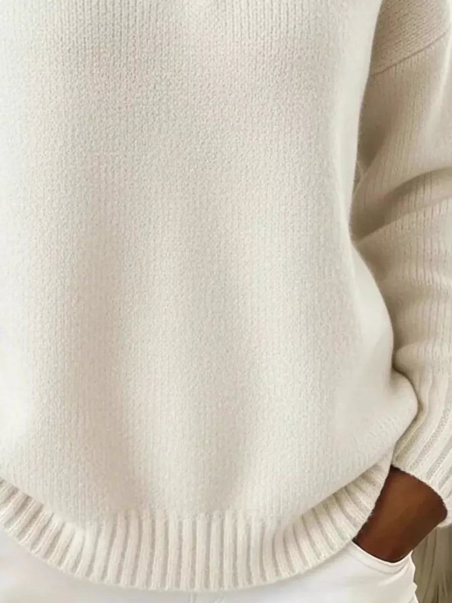 Green relaxed pullover sweater with collared