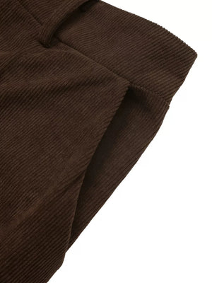 High-waisted Wide-leg Pants in dark brown with pocketed