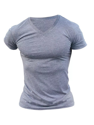 Royal Blue Men's Full Size V-neck Slim Fit Casual T-shirt