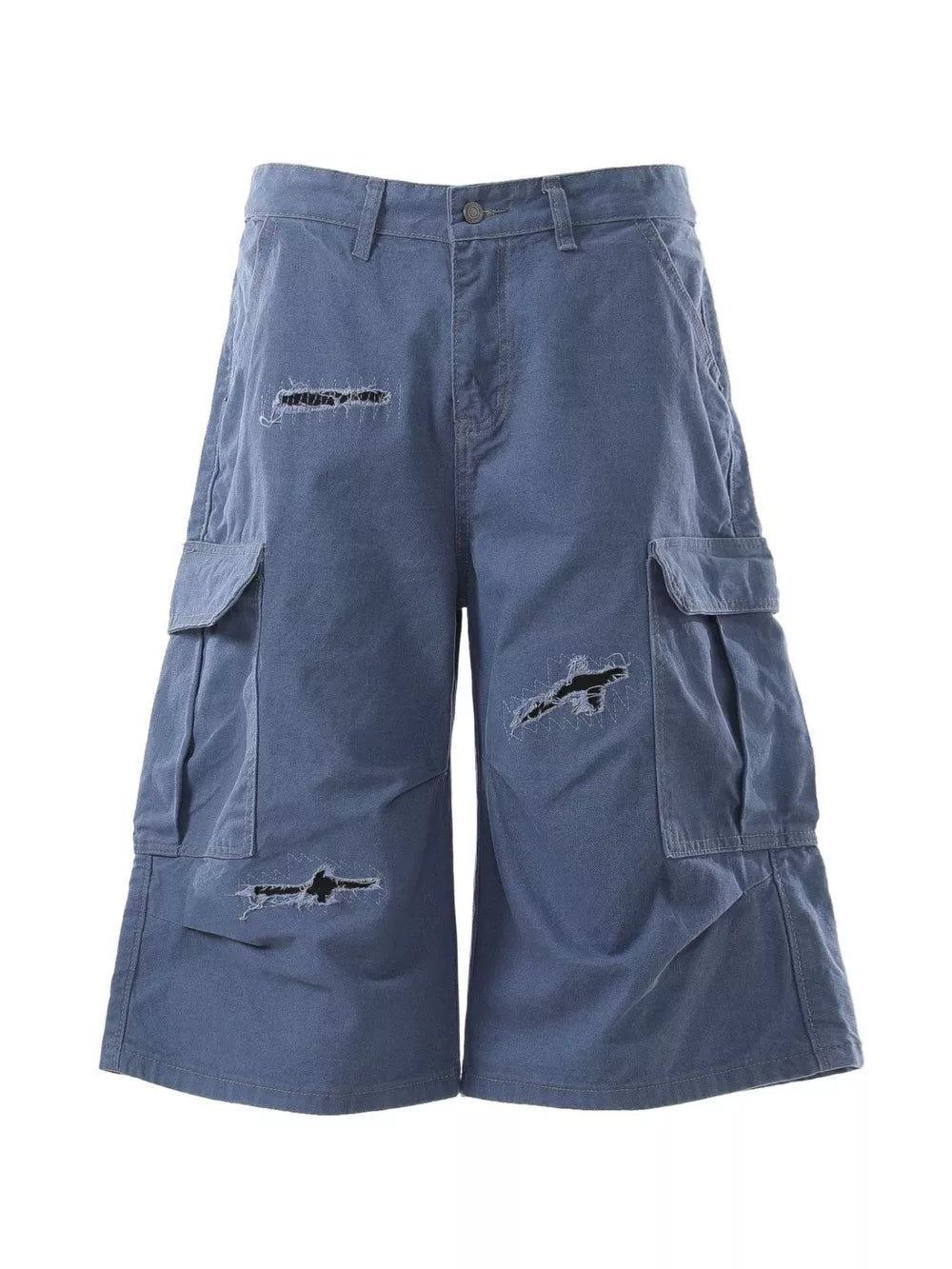 Dark Gray Men's Distressed Cargo Capris
