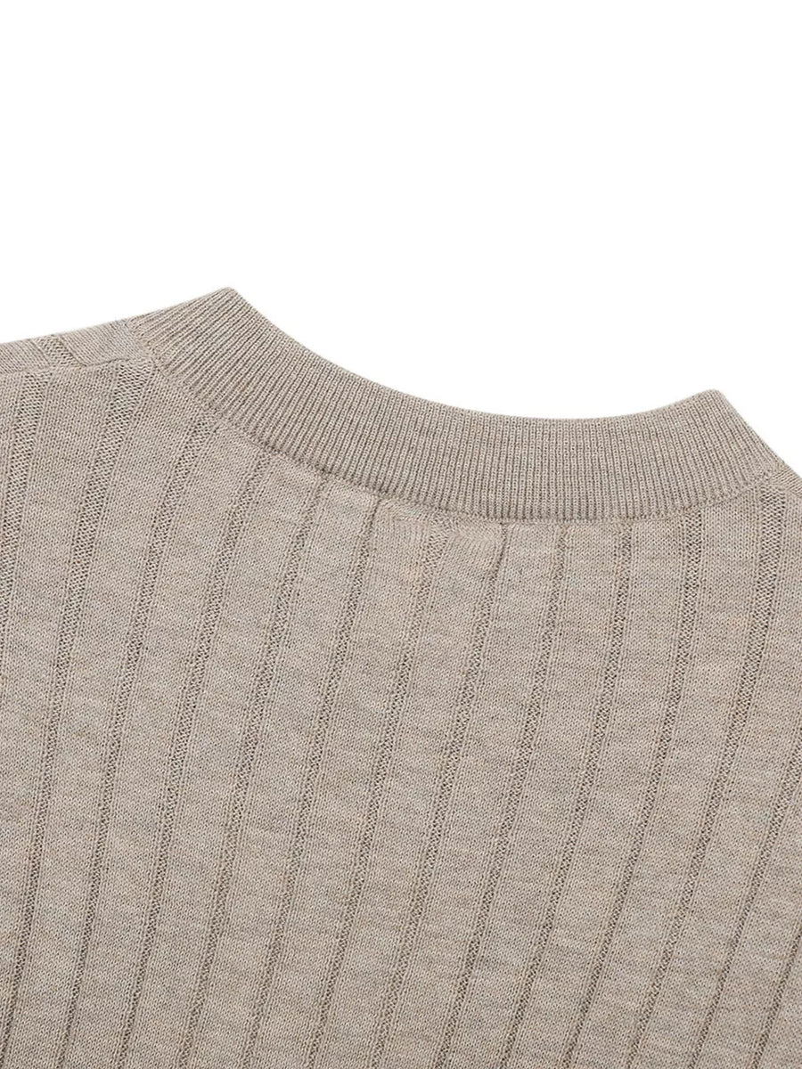 Men's Short Sleeve Ribbed Henley Top in Apricot, view 12