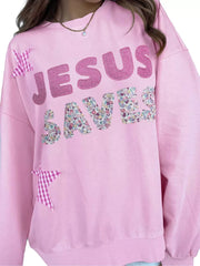 65% polyester, 35% cotton Care instructions: Machine wash cold sweatshirt in Pink with oversized silhouette