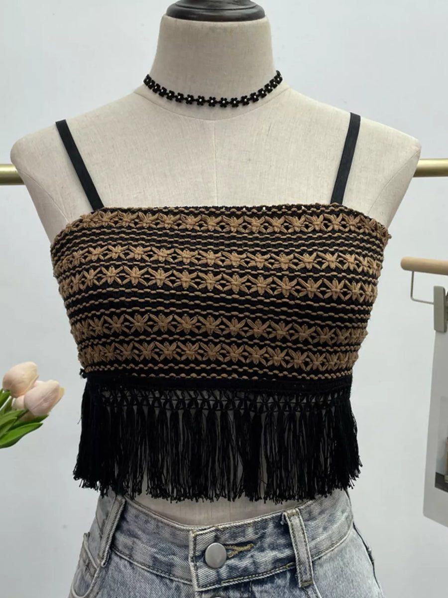 Fringe Knit Cami in Apricot