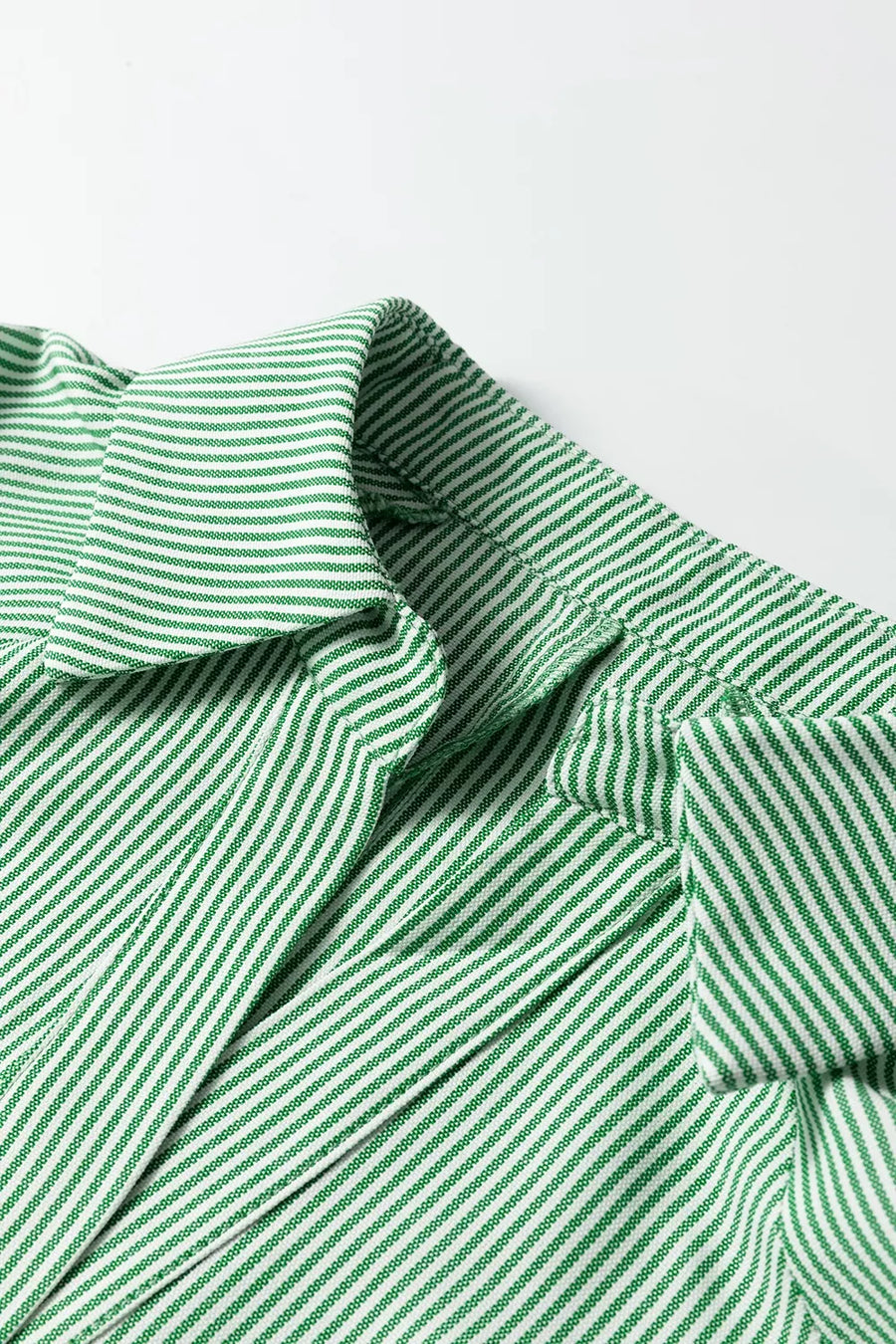 Striped Collared Split Neck Half Sleeve Blouse option 7
