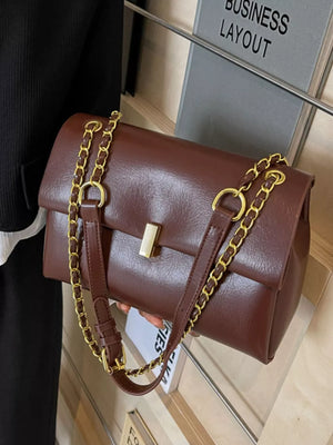 Brown with Chain Strap Shoulder Bag