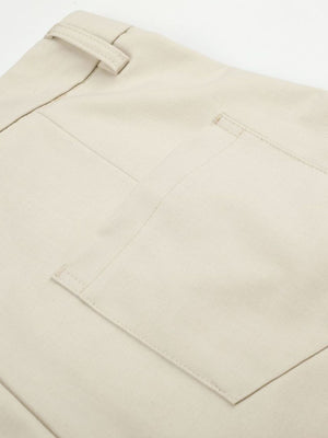 wide-leg pants in Apricot with pleated front and full-length