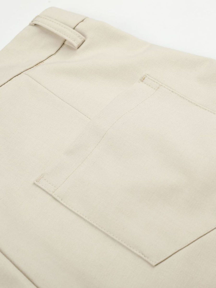 wide-leg pants in Apricot with pleated front and full-length