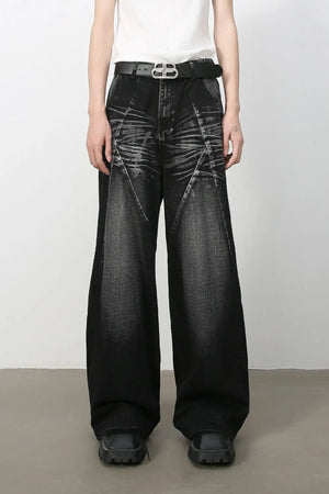 Sculpted wash wide leg jeans in dark, featuring a faded effect and a relaxed fit.