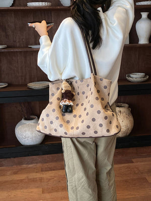 shoulder bag featuring polka dot in Tan with Suede Imported Size &amp texture