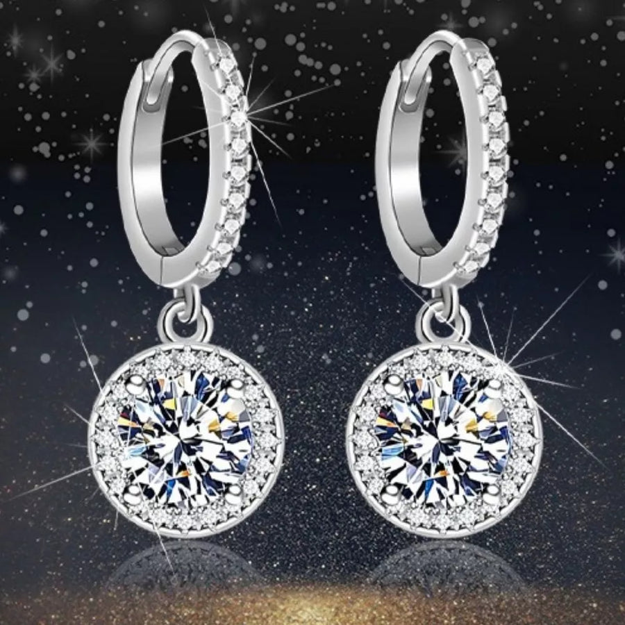 925 sterling silver,Moissanite Carat weight: 1ct Care instructions: Avoid wearin earrings in clear with hoop drop silhouette