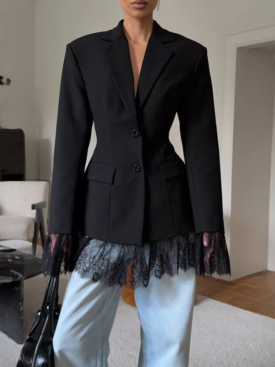 edgy blazer in Black with notch lapel
